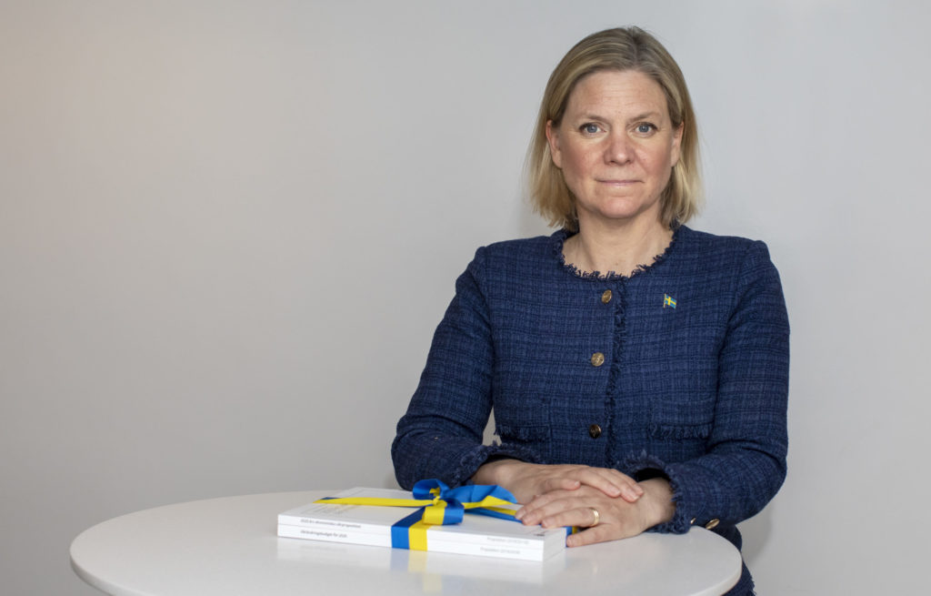 Finansminister Magdalena Andersson (S) med vårändringsbudgeten 2020