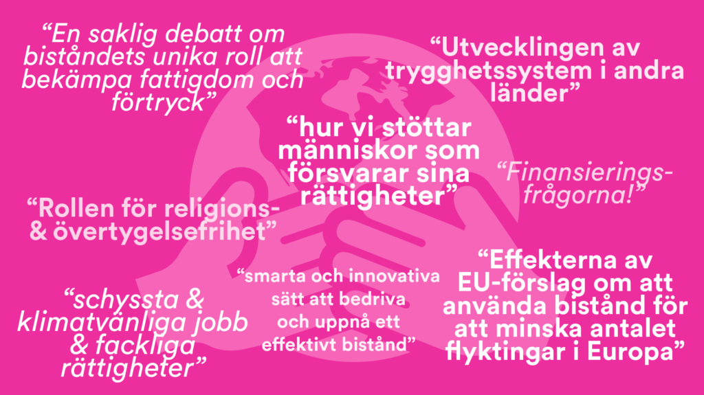 Citat från medlemmar om biståndsdebatten 2021